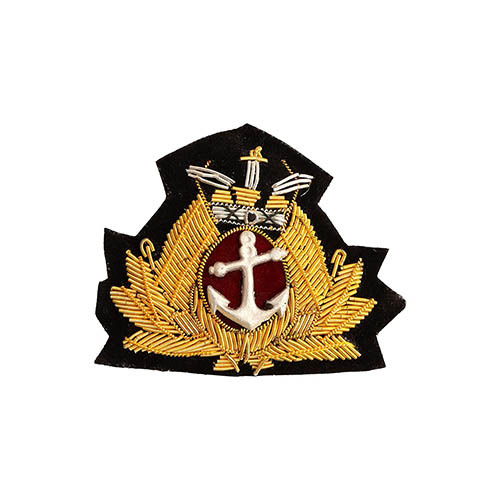 Indian Navy Officer Cap Badge – Gold Embroidered