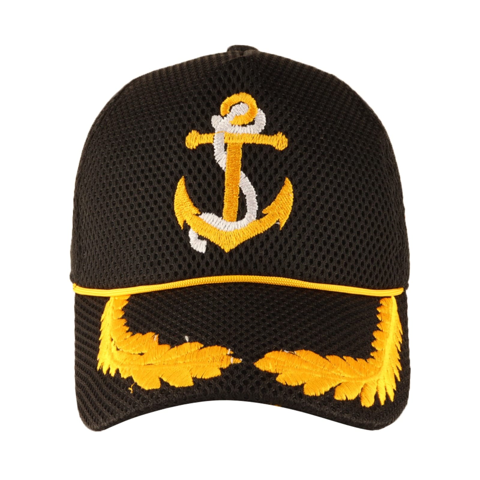 Indian Navy Officer Peak Cap – Anchor Embroidered (Golden Oak Leaves)