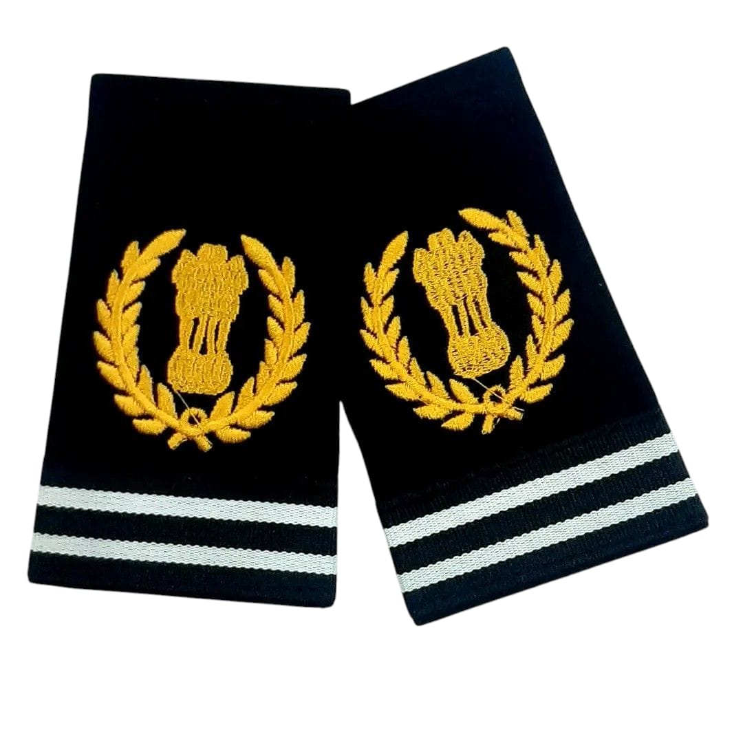 Indian Navy Senior Sailor Shoulder Patch – Ashoka Emblem with Double Stripe (Pair)